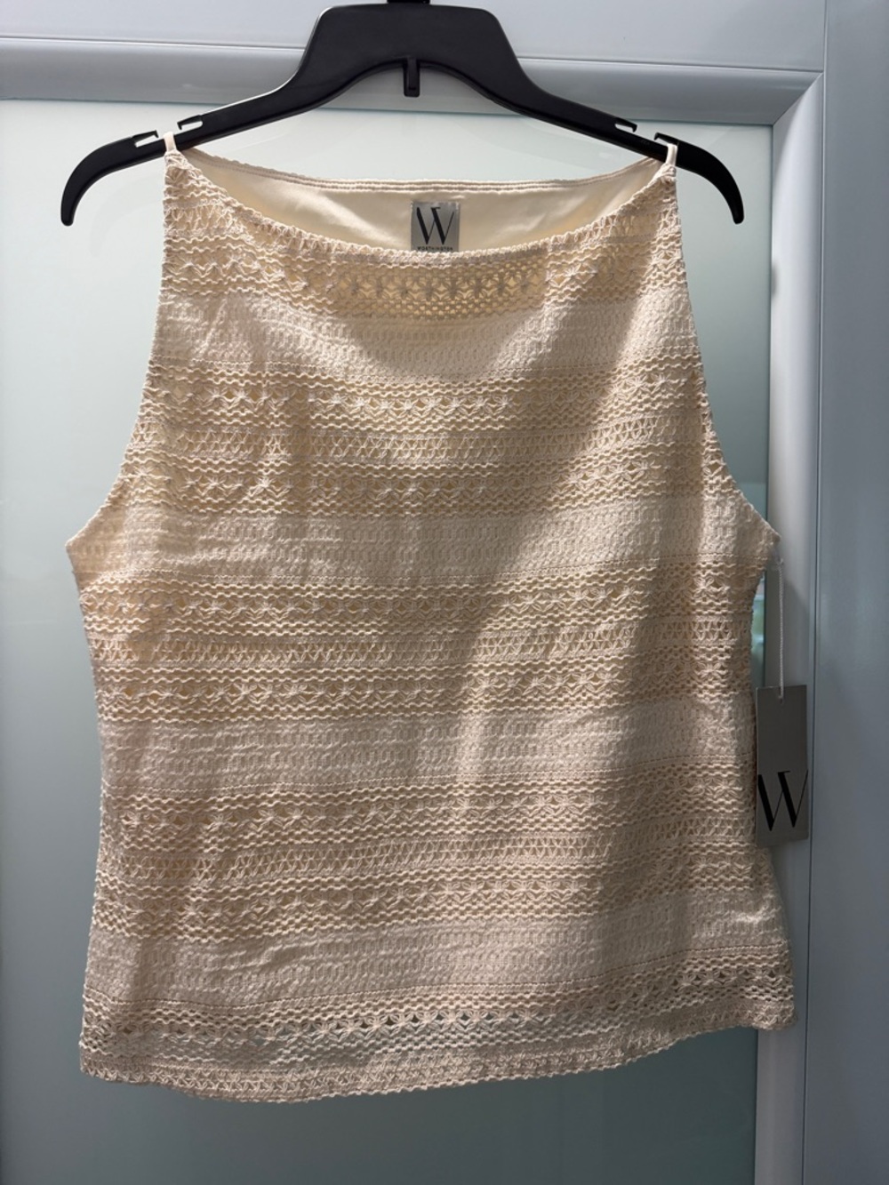 W by Worth Cream Lace-Textured Scoop Neck Camisole